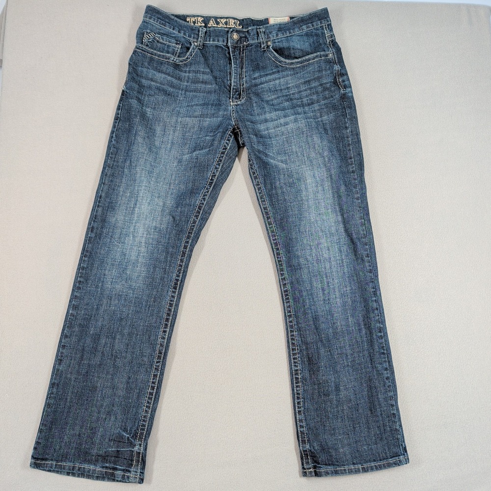 TK Axel Jeans Men 36x34 Blue Relaxed Straight Leg Denim Casual Workwear Pants